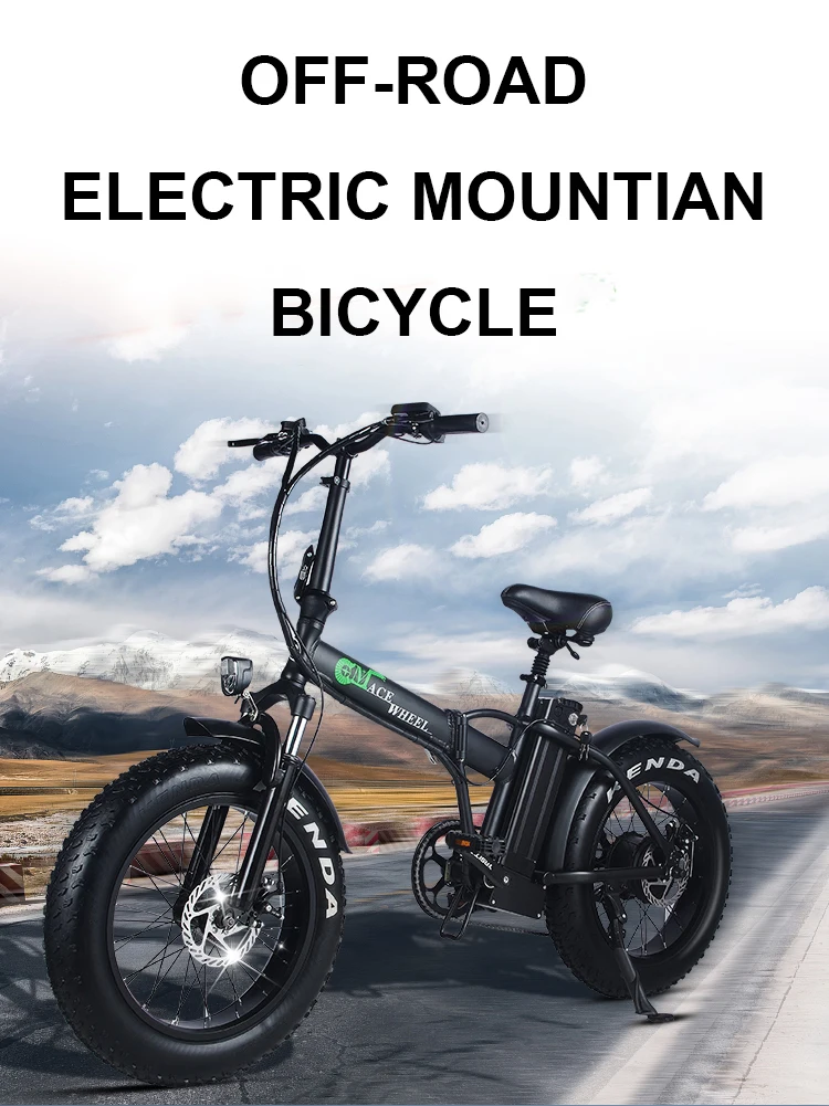 Велосипед на снегу с электроприводом 20 дюймов, 48 В литиевые аккумуляторы, задний 500 Вт мотор, толстые покрышки, максимальная скорость 40-50 км/ч, горный велосипед.
