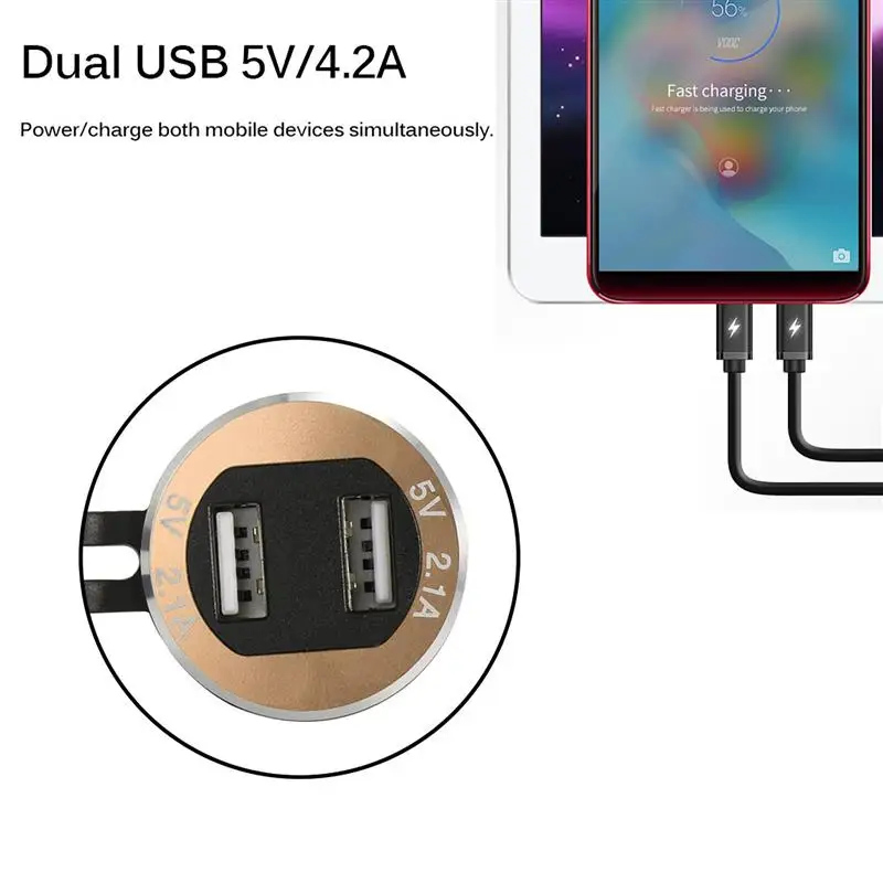 Onever двойное зарядное устройство USB из алюминиевого сплава 4.2A адаптер питания
