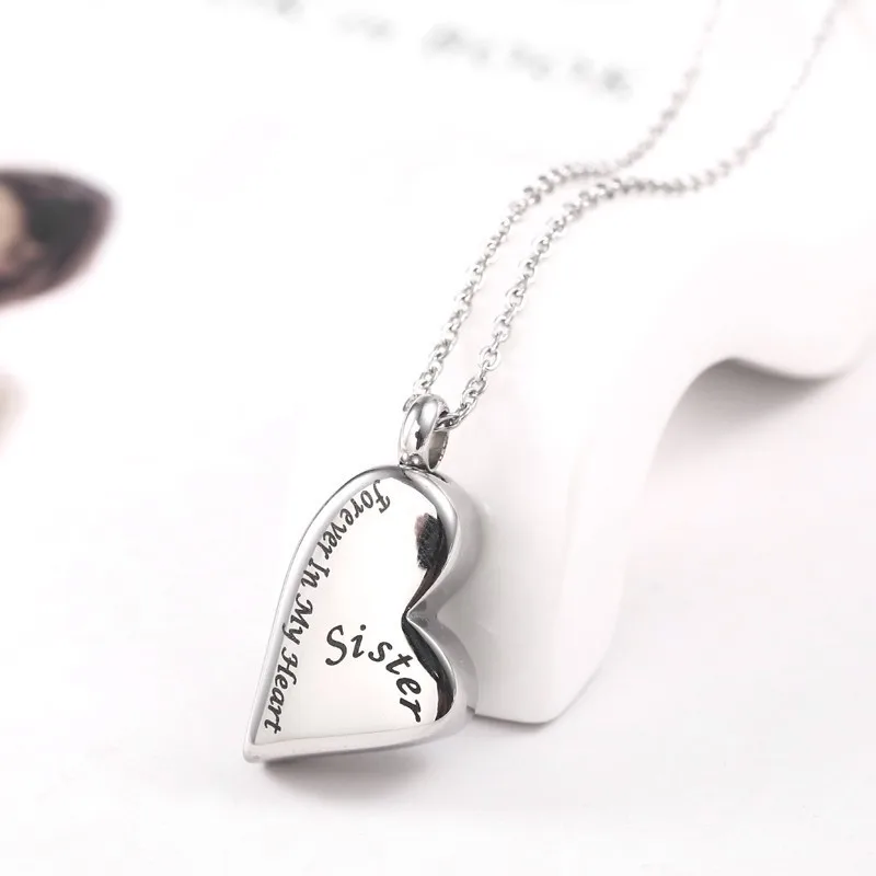 Ожерелье с наполнителем RIR Sister Forever In My сердечко Кремация Jewelry памятный сувенир