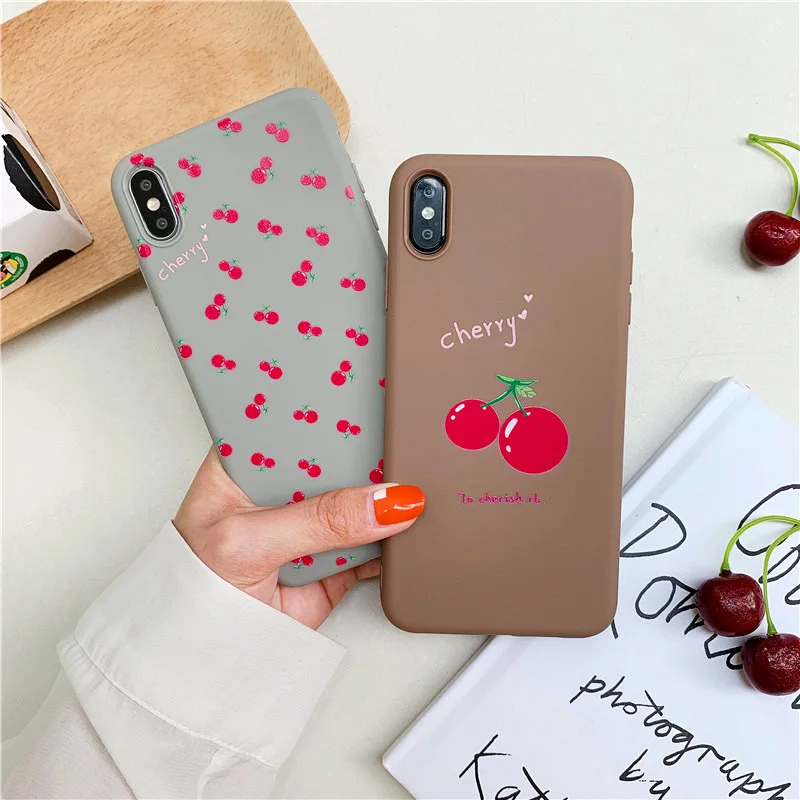 JONSNOW чехол для телефона iPhone 7 8 Plus 6 S XS XR Max вишневый узор мягкий силиконовый задняя