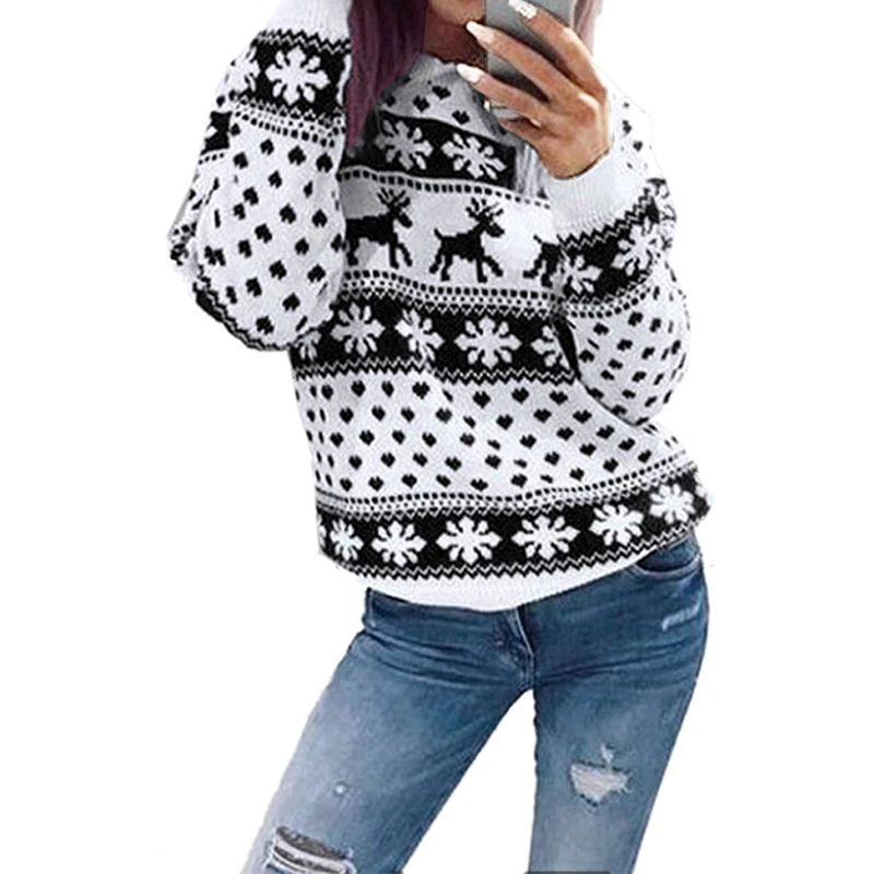 2018 Christmas Printed Jumper Ladies Fashion Long Sleeve Party Sweatshirt Women Autumn O Neck Female Tops Thin Traksuits | Женская