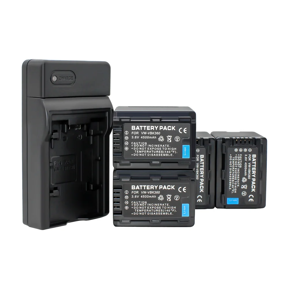 4 шт. VW VBK360 Li Ion bateria зарядное устройство набор для Panasonic HDC TM40 TM41 TM55 TM60 TM80 TM90 SD40