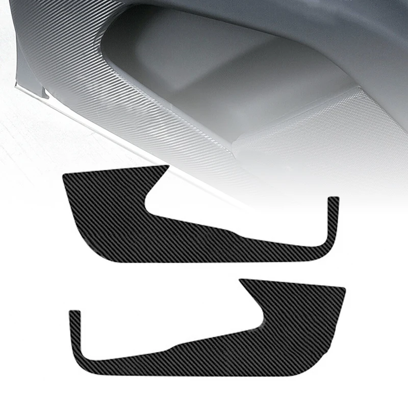 2pcs Carbon Fiber Black Door Anti Kick Pad Film Sticker For Tesla Model X 16-18 | Автомобили и мотоциклы