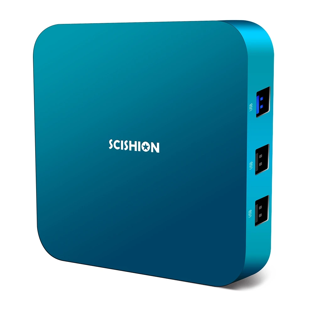 SCISHION Ай одна Android 8 1 ТВ-бокс на Rockchip 3328 4 GB 32 GB/2 16 2 4G Wi-Fi USB3.0 Bluetooth4.0 Декодер каналов
