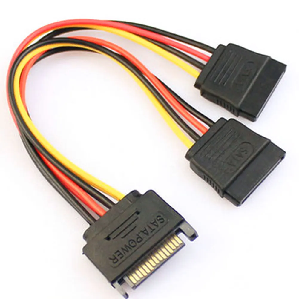 20 см 15 Pin SATA кабель питания папа к женскому 2 распределитель 90 градусов адаптера