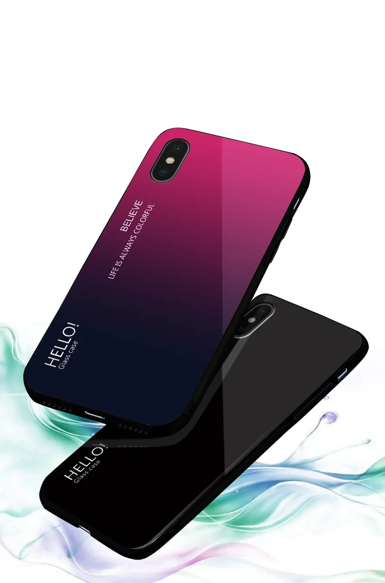 Для iPhone X Xs задняя крышка градиентный цвет стекло материал чехол для телефона