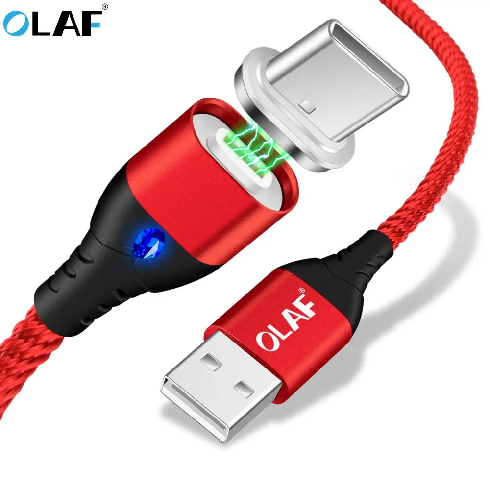 Магнитный кабель OLAF USB Тип C Сверхбыстрая Зарядка телефона магнитное зарядное