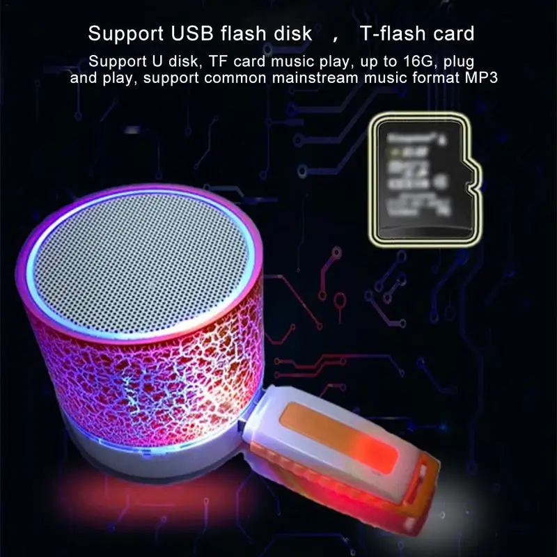 Красочный Bluetooth динамик светодиодный мини беспроводной портативный USB