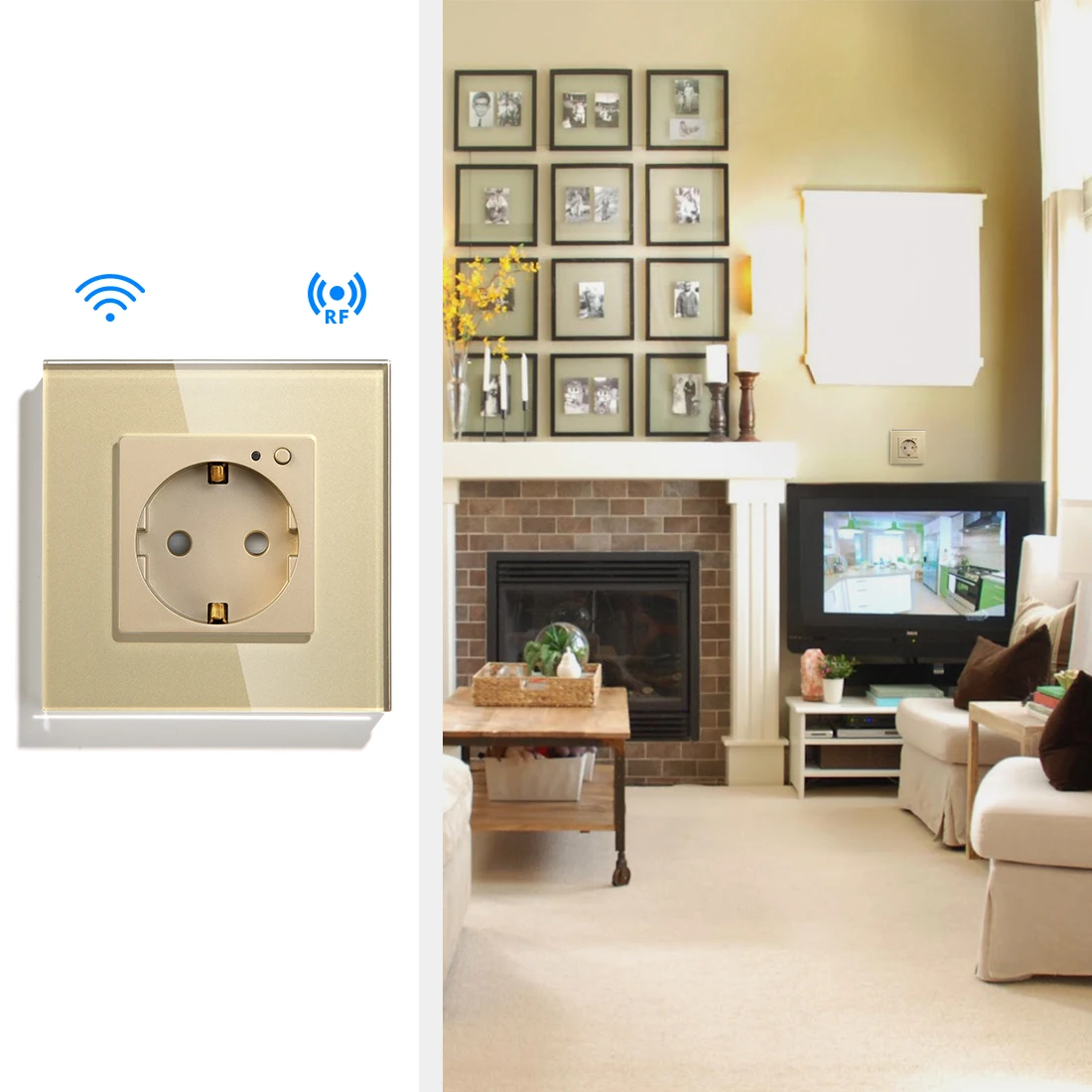 Настенная розетка Schuko умная wifi с пультом дистанционного управления белый черный