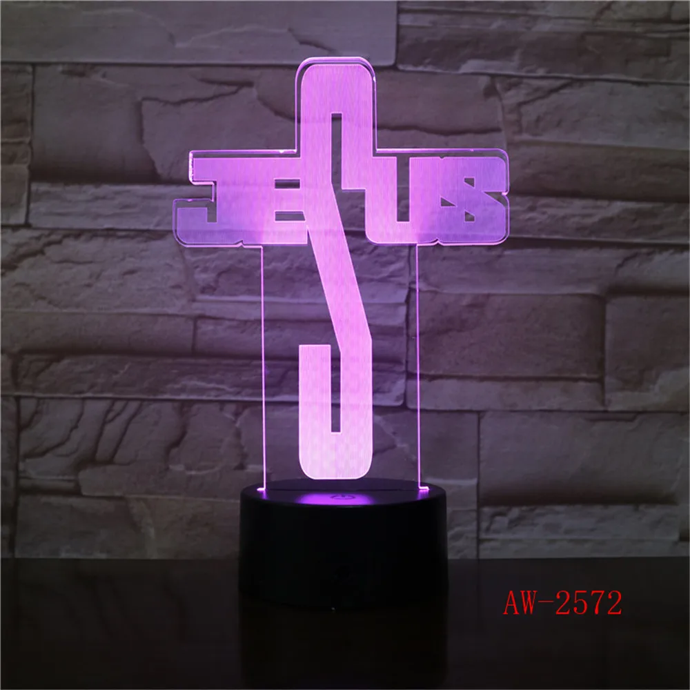 3D USB светодиодный визуальный Домашний Светильник с изображением Иисуса