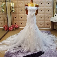 2021 new latest model elegant mermaid court train floor length wedding party dress custom made