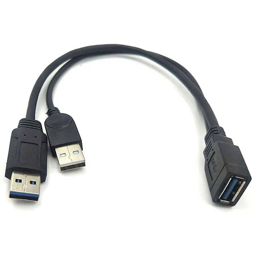 Полностью черный USB 3 0 Женский двойной мужские удлиненные Мощность данных Y