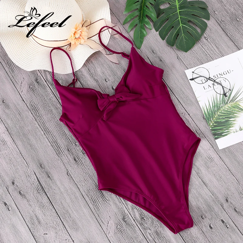 Lefeel 2019 Sexy One Piece Swimsuit Women Swimwear Deep V Neck Bathing Suit Backless Beach Wear Print Swimming Biquini | Спорт и