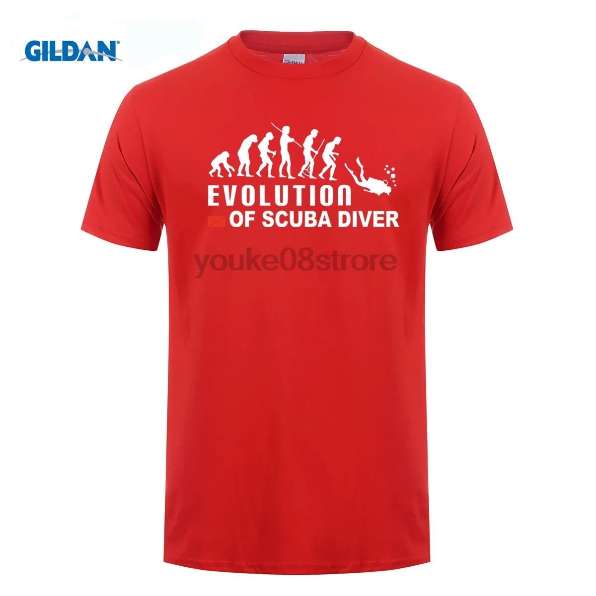 GILDAN Evolution of Scuba Diver Dive Down Flag Funny black футболка мужская летняя хлопковая футболки |