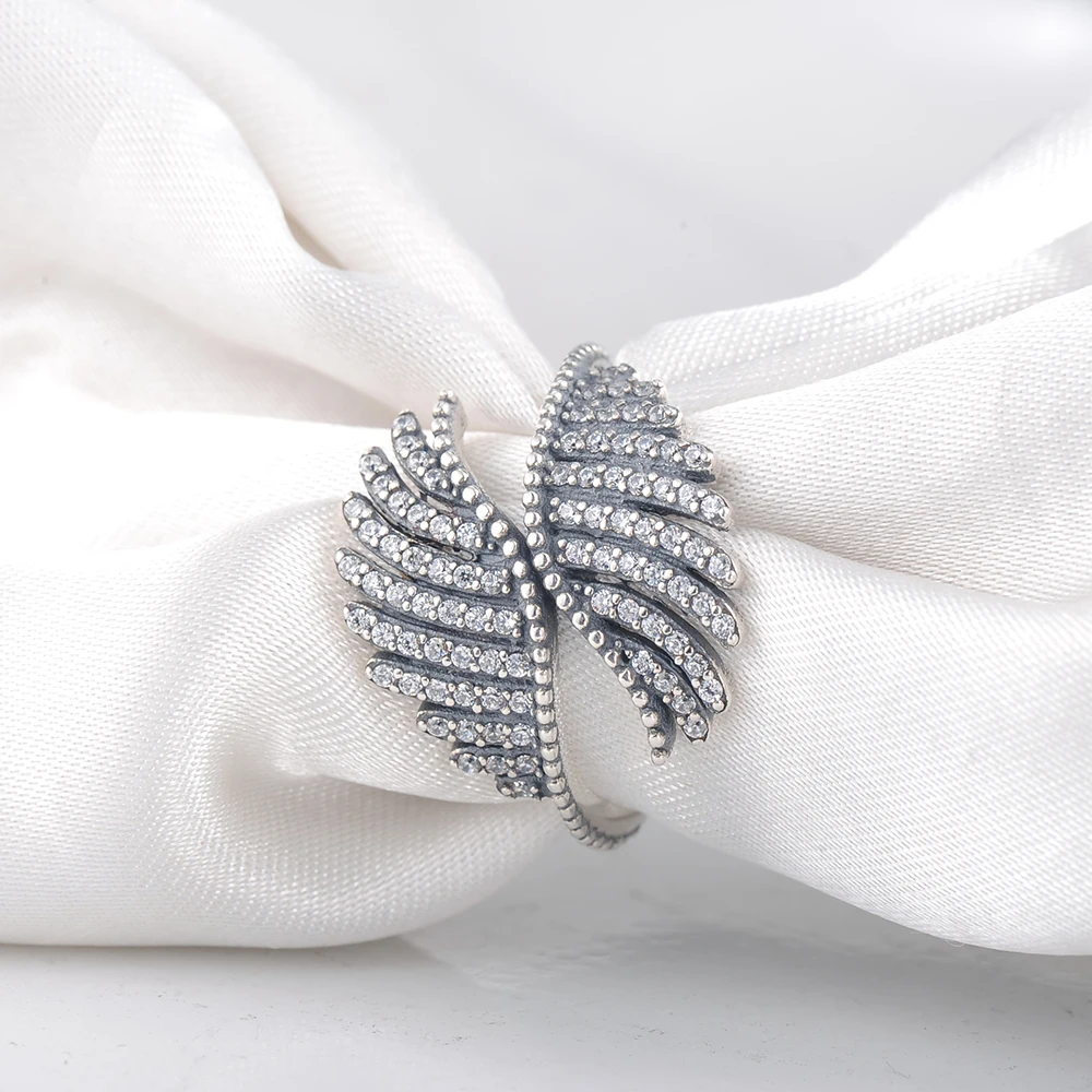 DEVOLOVE стерлингов серебряные кольца с камнями Винтаж перо форма подарок ко дню