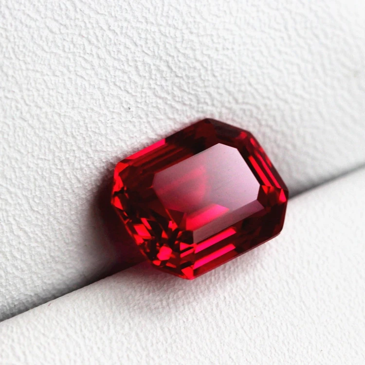 

New arrival rectangle shape red synthetic corundum stone dignity deep red rose stones faceted stone beads for jewelry making diy