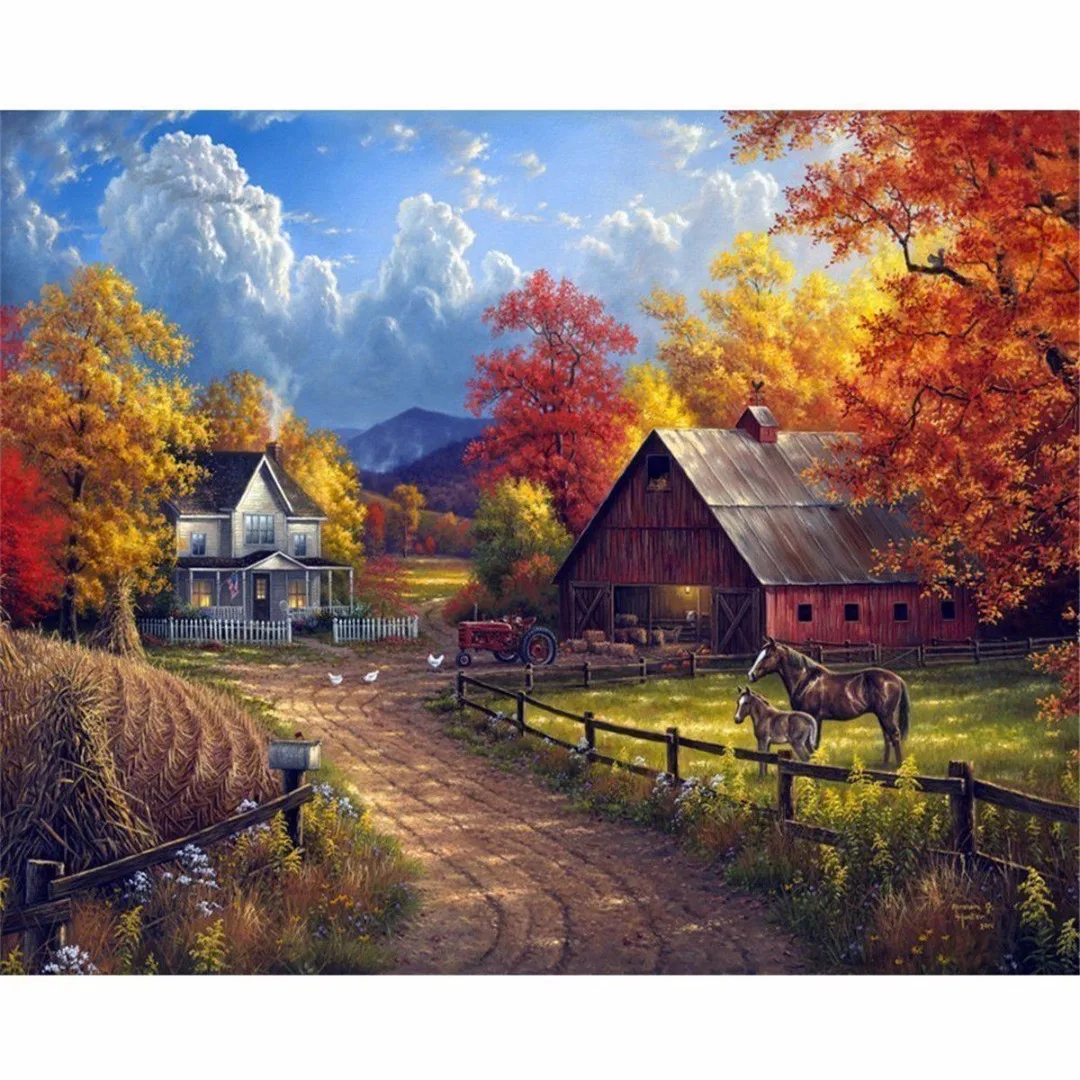 JX LCLYL Новый 25*30 см 5D DIY алмазная живопись Деревенская ферма крест стежка домашнее