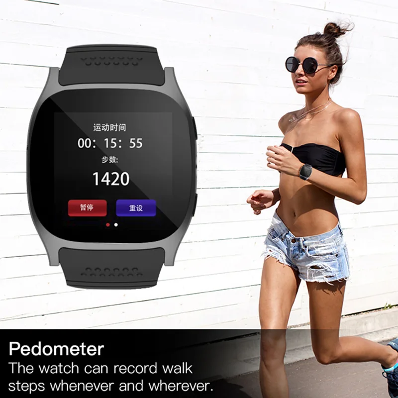 T8 Bluetooth умные часы Поддержка SIM TF карта с 0.3mp камера smartwatch спортивные наручные