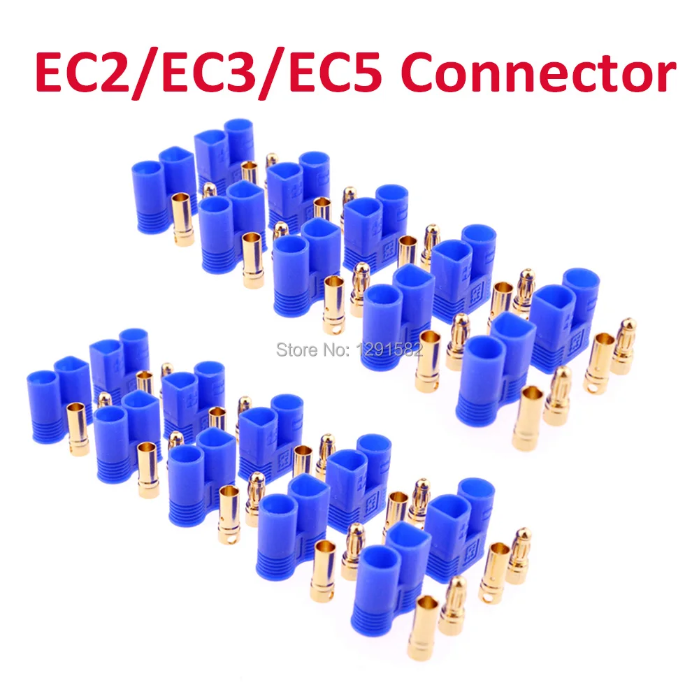 5 пар/10 пар EC2 EC3 EC5 гнездовой разъем для аккумулятора золотой штепсельная