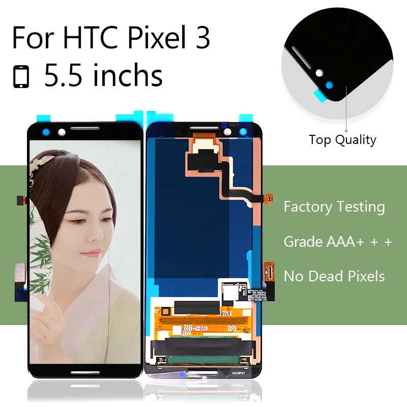 10 шт./лот для HTC Google Pixel 3 LCD + кодирующий преобразователь сенсорного экрана в сборе