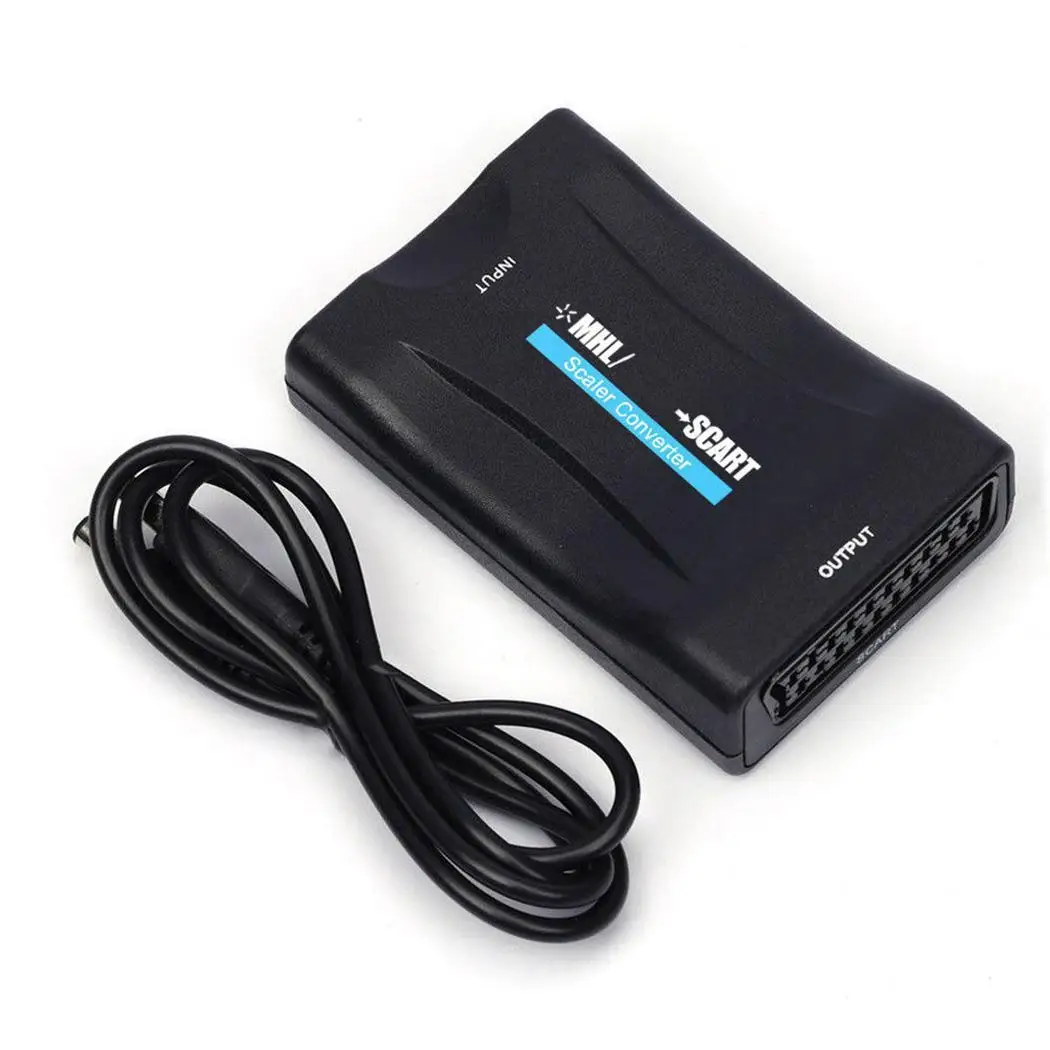 Мини HD мультимедийный интерфейс для Scart конвертер FHD 1 x Черный PAL NTSC видео аудио