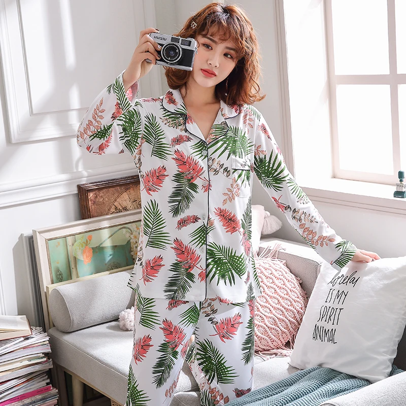 Женские пижамные комплекты WAVMIT хлопковые пижамы с длинным рукавом удобные