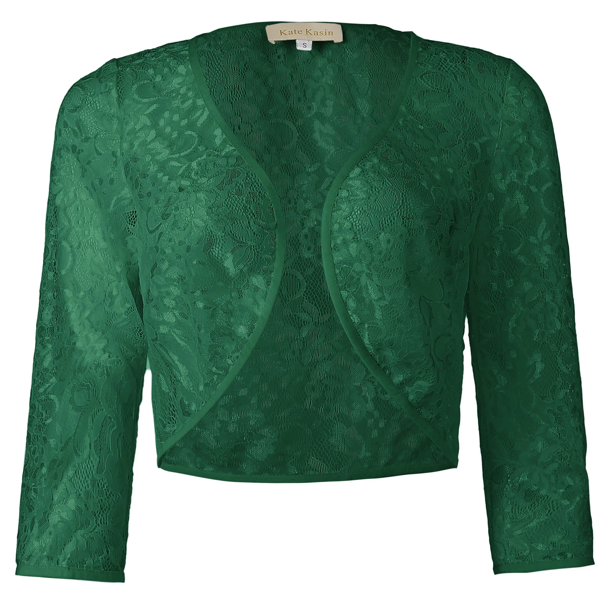 Women's Three Quarter Sleeve Cropped Short Open Exquisite floral lace Coat | Женская одежда