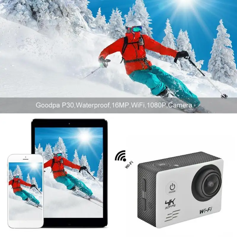 Высококачественная Экшн камера SJ8000B 4K WIFI 1080P HD 16MP 4X Zoom Helmet Cam 30m Водонепроницаемая