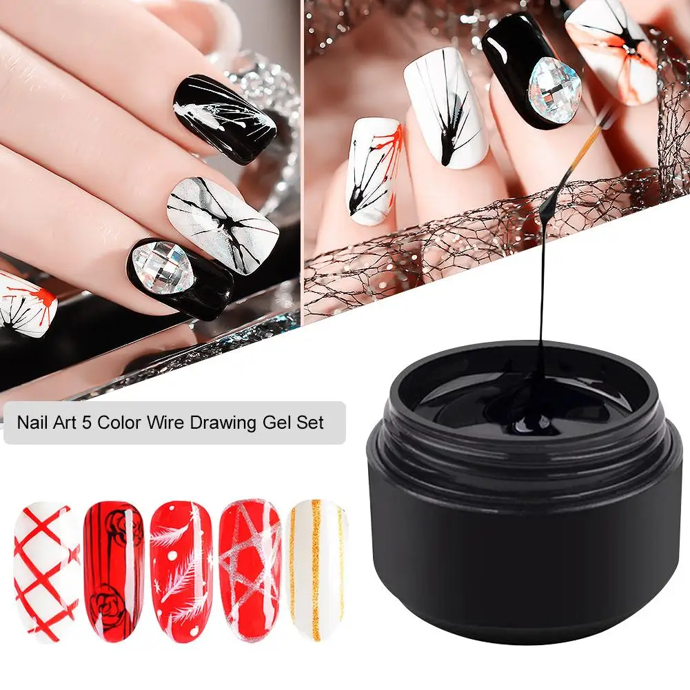 8pcNail Art окрашенный гелевый лайнер тянет шелк паук рисунок цветная лента личная