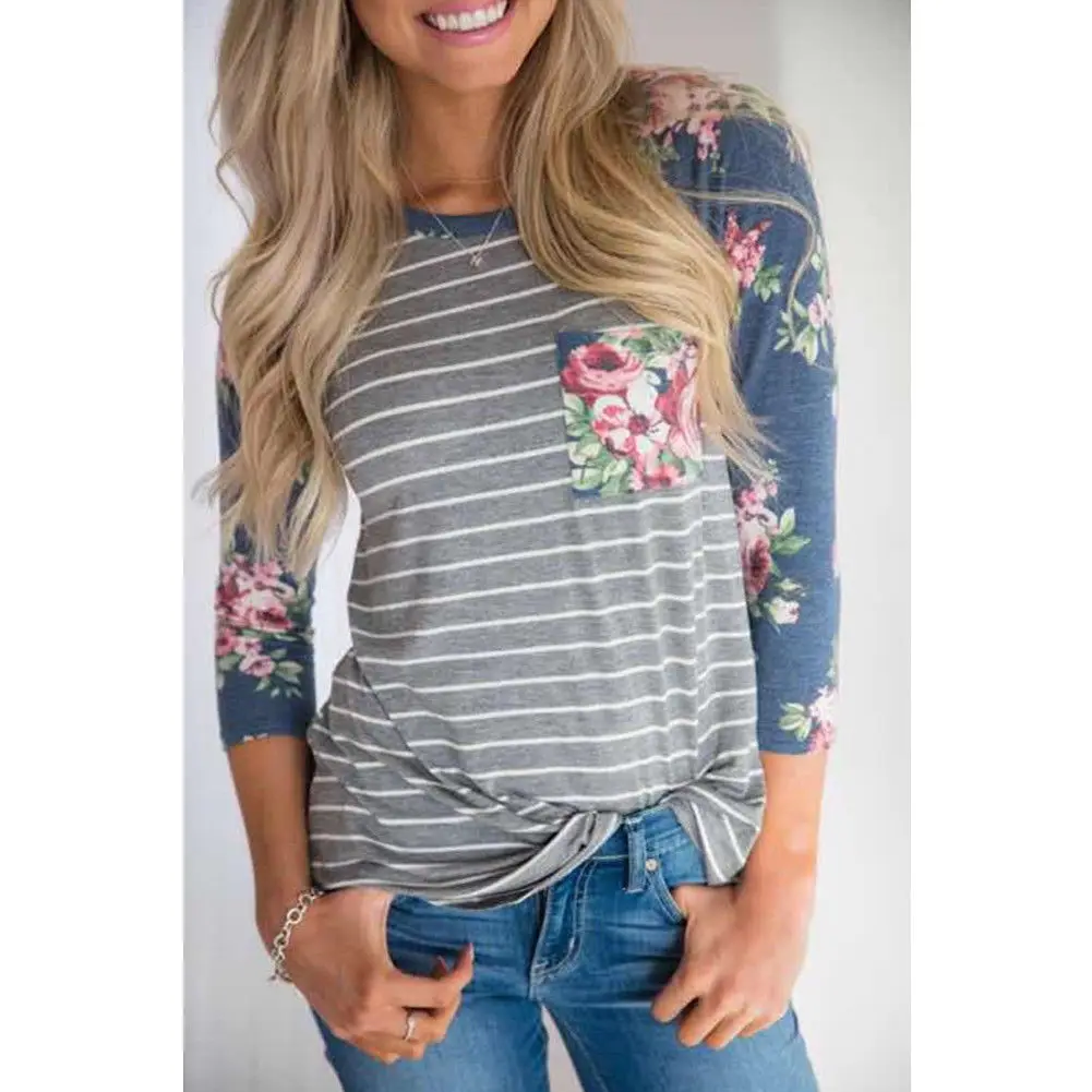 2018 New Brand Cotton Print Women Long Sleeve Floral Casual Tops Loose Shirt Pullover |