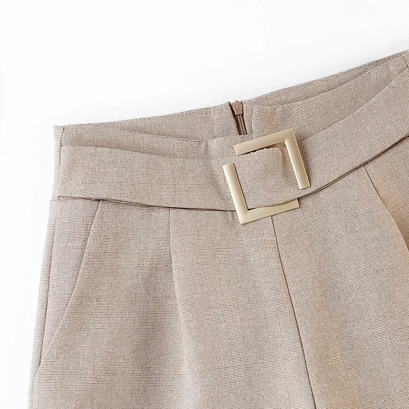 Весенние женские шорты с высокой талией и широкими штанинами тонкие