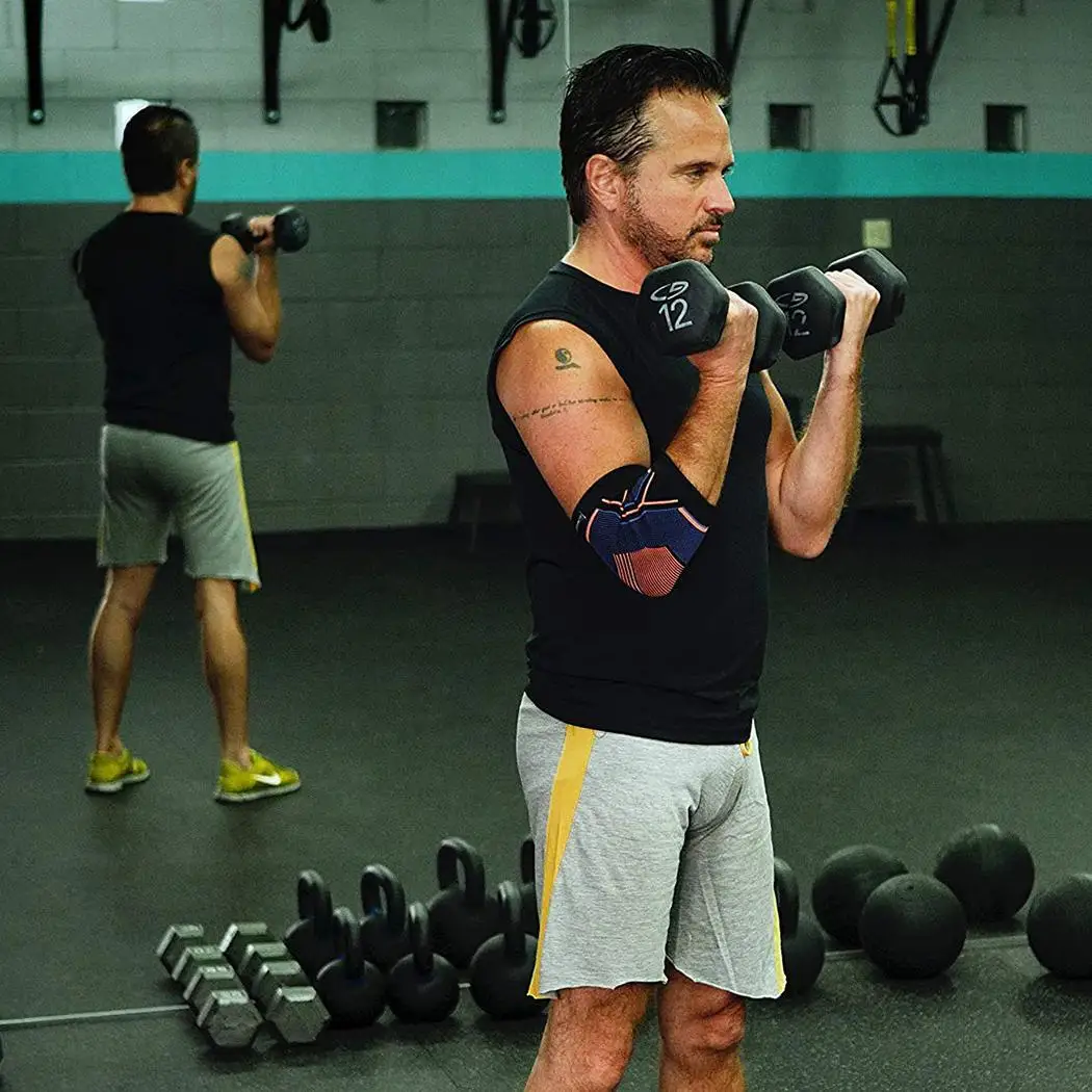 Черный Гольф фитнес оранжевый рукав теннис Tendonitis Brace унисекс поддержка локоть