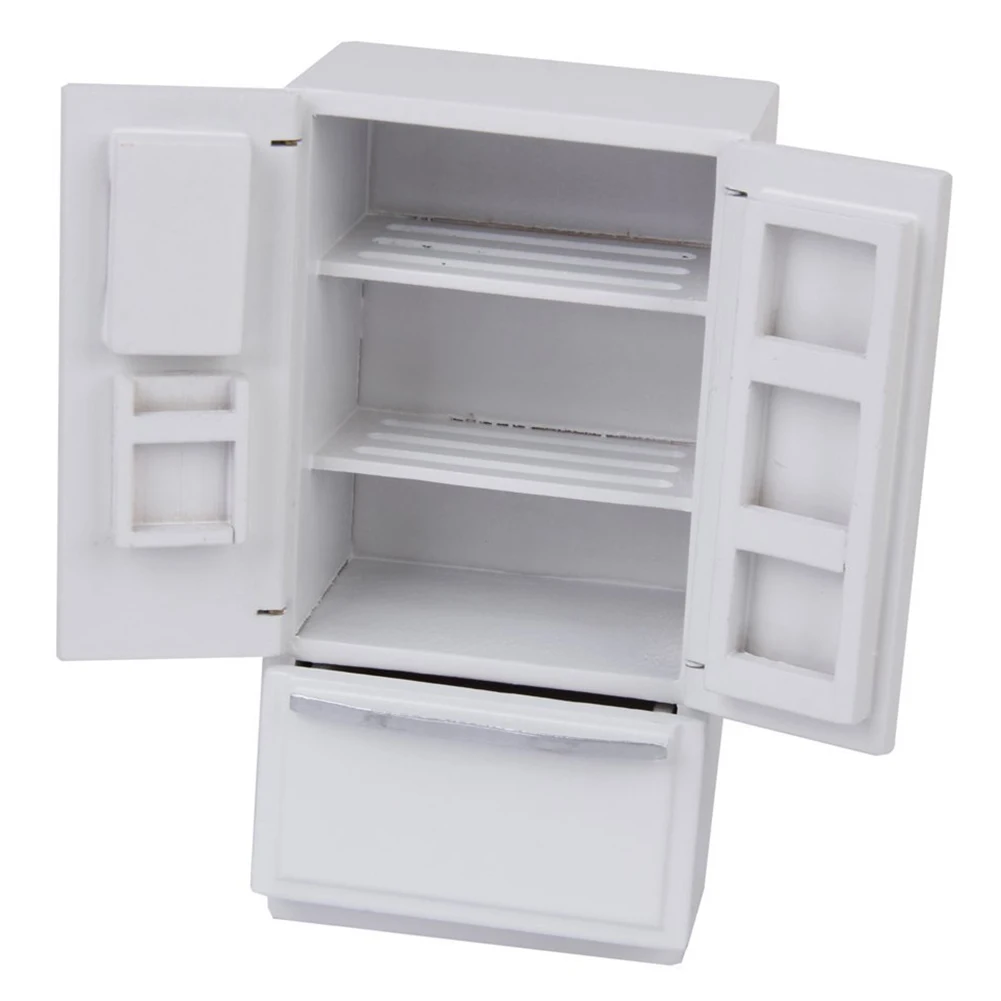 1:12 Кукольный домик кухонный миниатюрный деревянный холодильник (белый) - купить