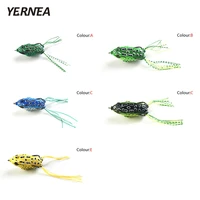 yernea 1pcs 5 colors fishing lures soft tube bait plastic frog lure treble hooks topwater ray frog 5 5cm artificial soft bait