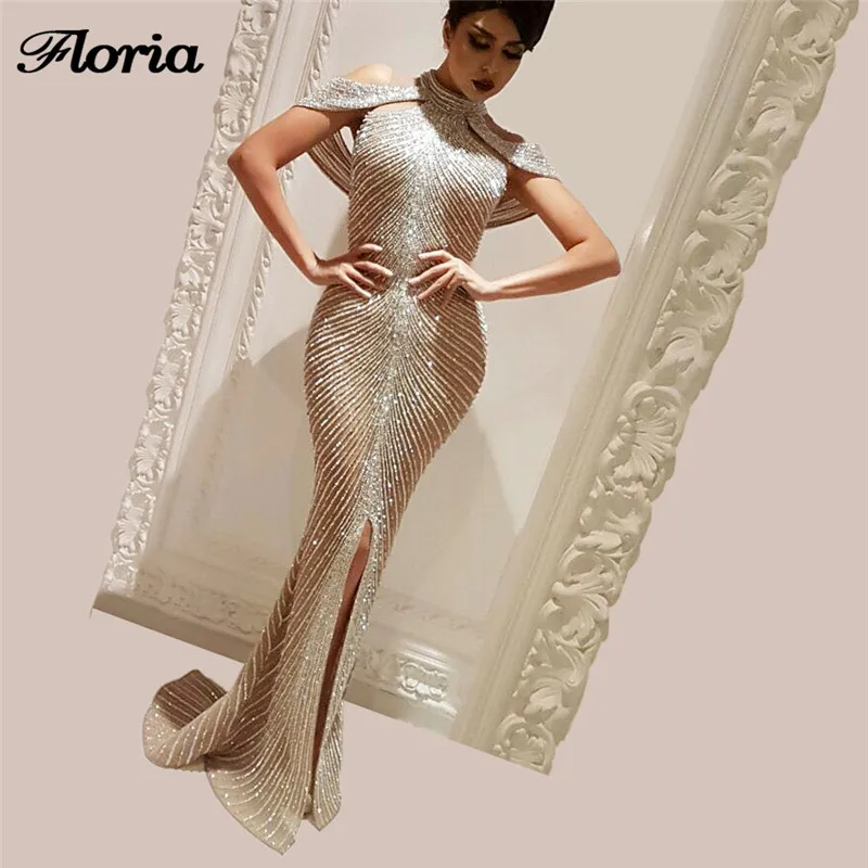 

2019 Saudi Rhinestone Evening Dress Aibye Islamic Sexy Pageant Gowns Abendkleider Arabic Dubai Long Prom Dress Robe de soiree