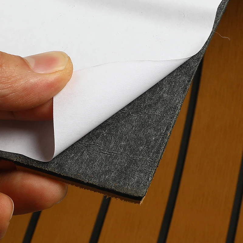 

240cmx60cm Self-Adhesive Foam Teak Boat Decking EVA Foam Marine Flooring Faux Yacht Marine Decking Sheet Accessories Brown Black