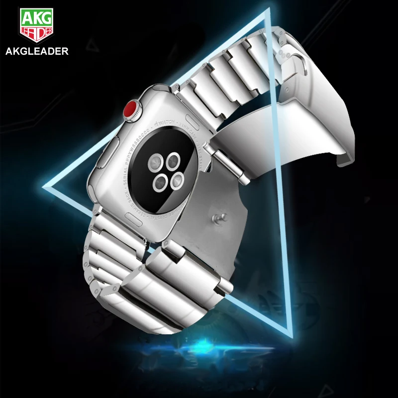 AKGLEADER новейший твердый Металлический Стальной ремешок для Apple Watch серии 4 iWatch