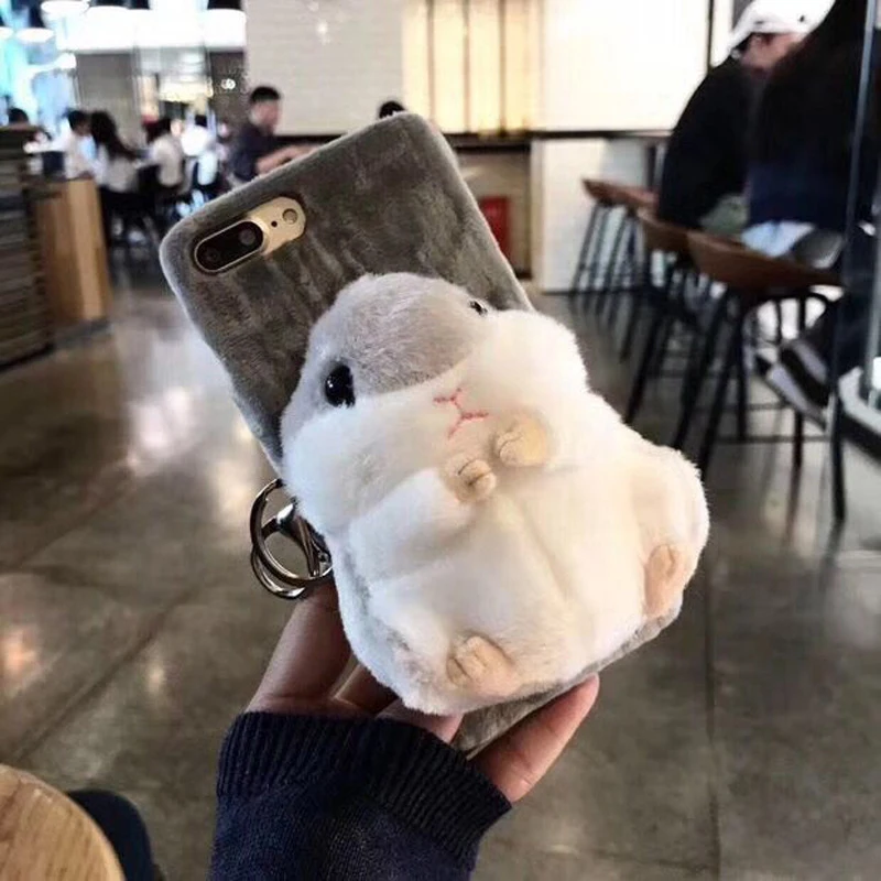 Pushingbest High Quality Cute Plush Doll Hamster Phone Case for iphone X with Dirt-resistant Soft Shell iphone8 Plus | Мобильные
