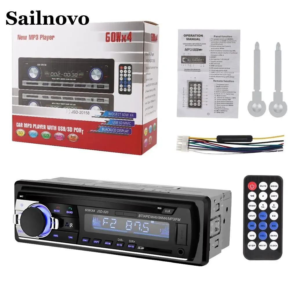 Автомобильный Радио стерео плеер Bluetooth телефон AUX IN MP3 FM/USB/1 Din/пульт