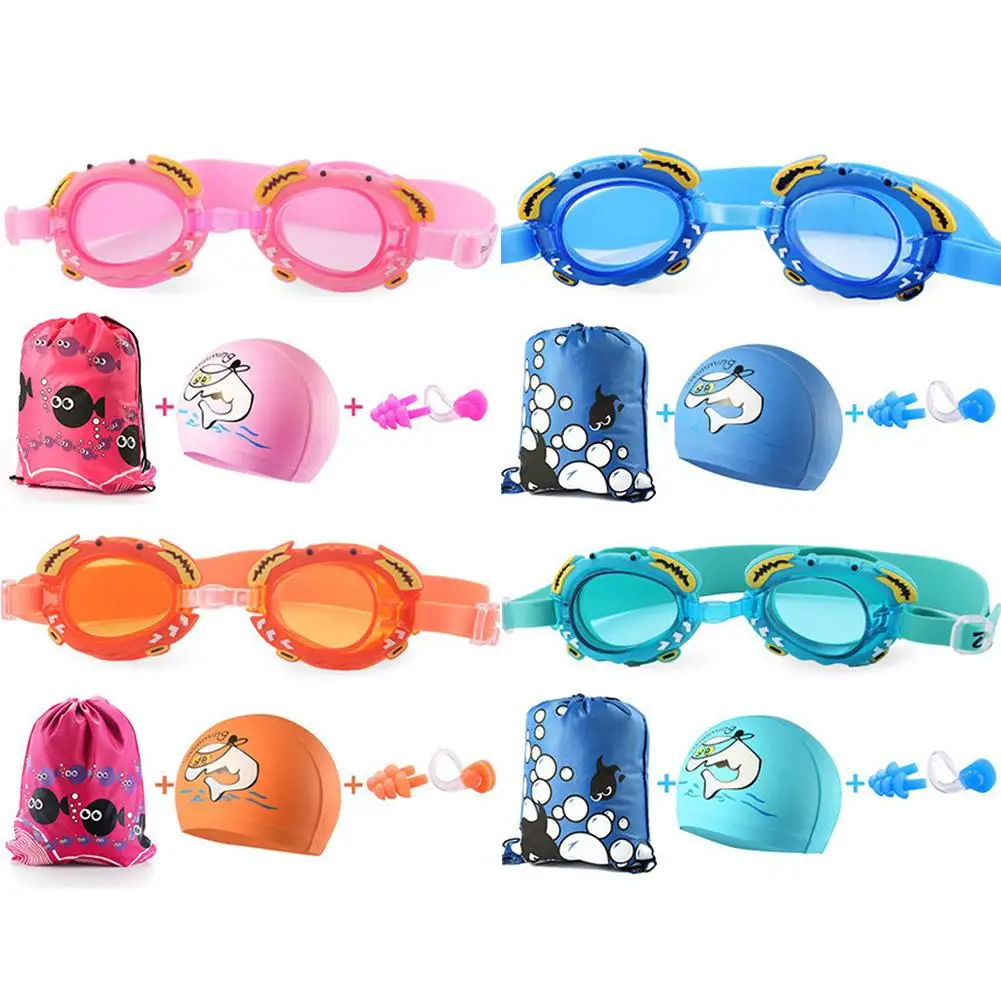 Детские плавательные очки Кепка затычки для ушей мальчиков и девочек