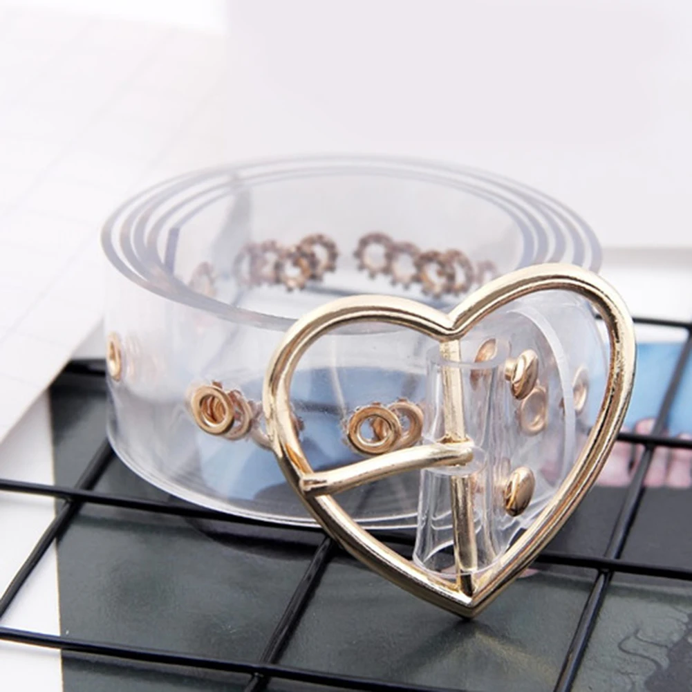 

Women Waist Belt Resin Transparent long Belt Dress Waistband Belt Heart Metal Buckle Pin Belt Strap Girls Invisible Waistband