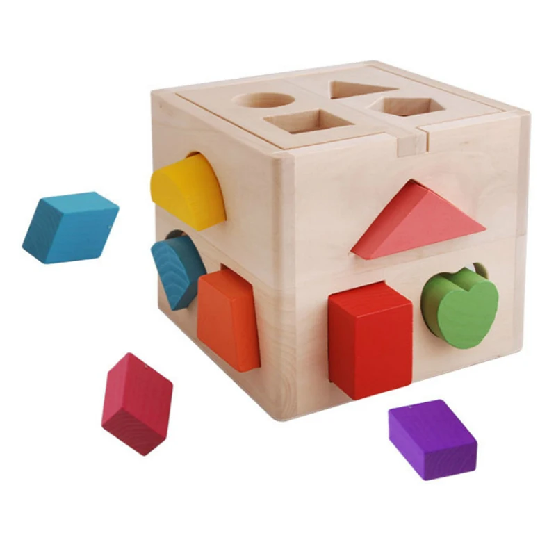 Деревянная коробка головоломка с тринадцатью отверстиями геометрическая форма