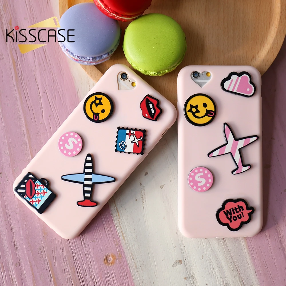 KISSCASE мягкий TPU для iPhone 7 6s 6 Plus милый мультяшный 3D чехол розовый Тонкий силиконовый