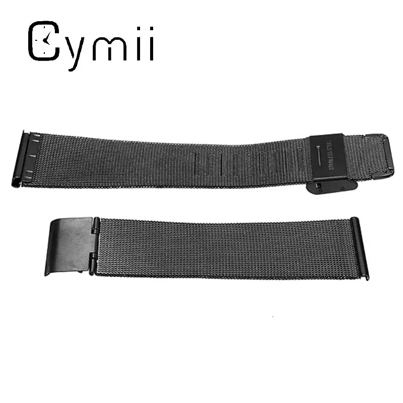 Cymii черный сетчатый ремешок для наручных часов 18/20/22/24 мм из нержавеющей стали