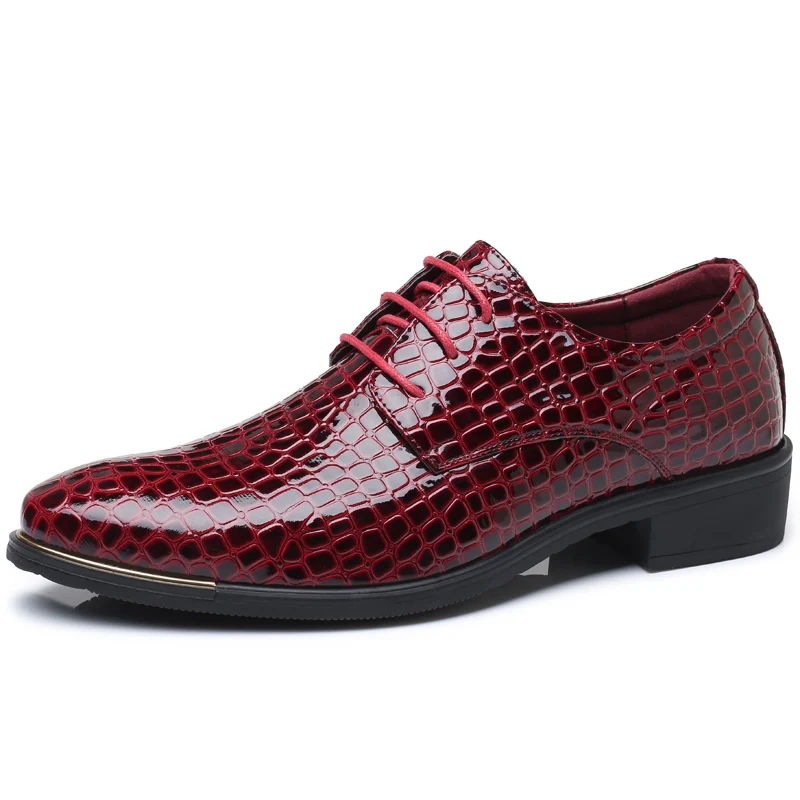 

Мужские дизайнерские крокодиловые туфли на шнуровке, кожаные мужские туфли, роскошные новые повседневные оксфорды с носком, Классические д...