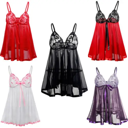 Сексуальное нижнее белье кружевное платье Babydoll женское Ночное боди |