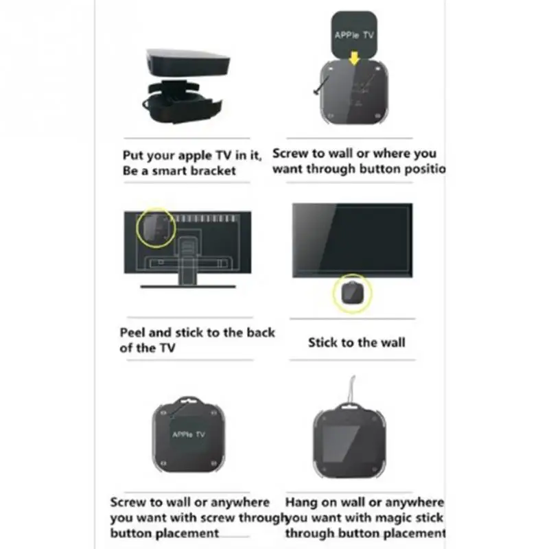 Высокое качество ТВ коробка держатель настенный кронштейн для Apple TV 2 го 3