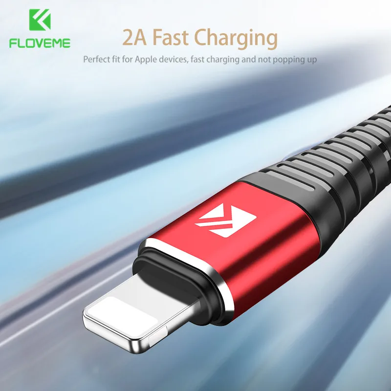 Кабель FLOVEME 2A USB для iPhone 6 7 8 X XS XR высокопрочный кабель быстрой зарядки телефона 5 5S