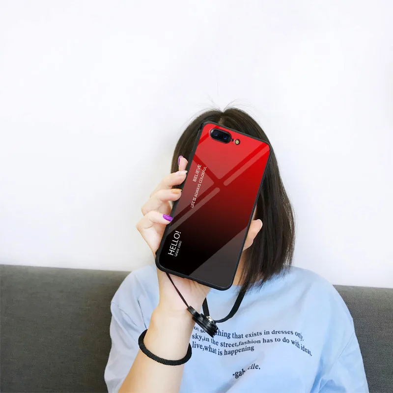 Градиент Аврора One Plus 5T закаленное стекло задняя крышка чехол для Oneplus 5 Oneplus5
