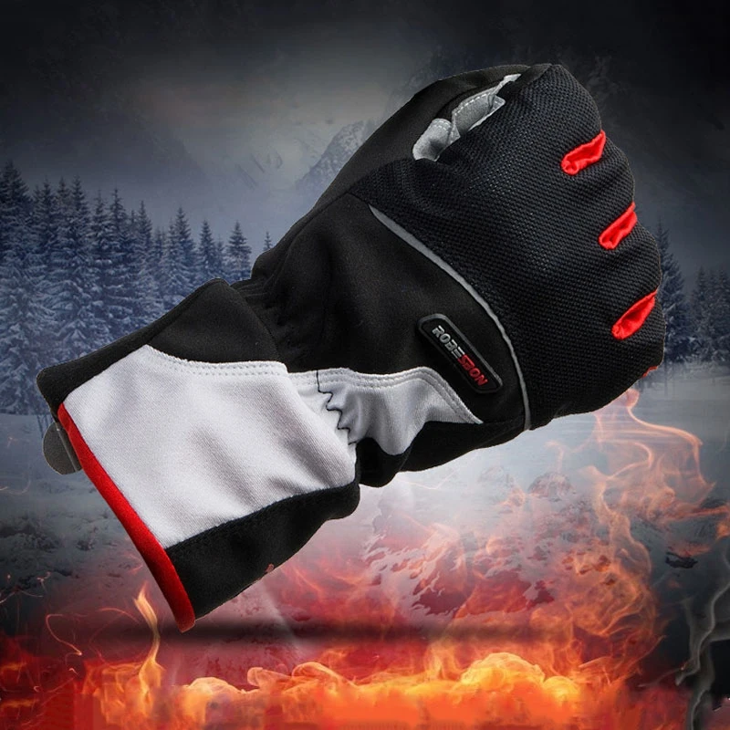 HOT-ROBESBON теплые велосипедные перчатки зимние флис полный палец ветрозащитные для